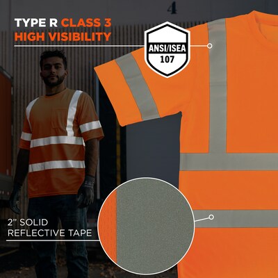 Ergodyne GloWear 8367 High Visibility Short Sleeve T-Shirt, ANSI Type R Class 3, Orange, Large (22044)