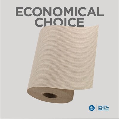 Pacific Blue Basic Recycled Hardwound Paper Towels, 1-ply, 580 ft./Roll, 12 Rolls/Carton (26401)