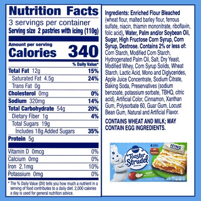 Pillsbury Toaster Strudel, Apple, 11.7 oz, 36/Pack (600-04143)