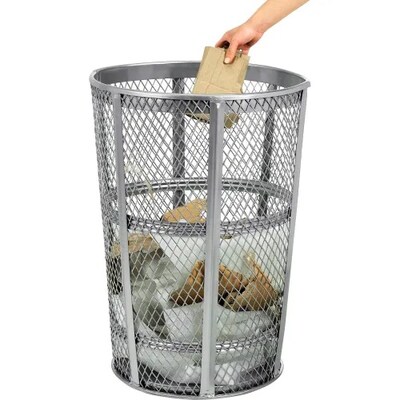 Global Industrial Outdoor Steel Mesh Corrosion-Resistant Trash Can, 48 Gallon, Silver (237633)