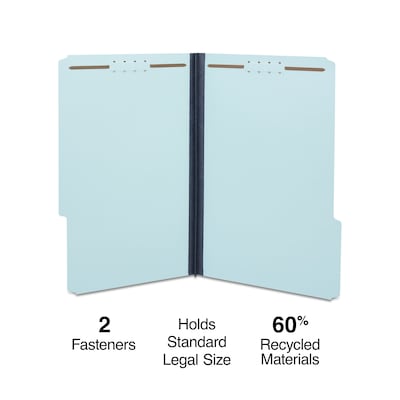 Staples® 60% Recycled Pressboard Classification Folder, 1 Expansion, Legal Size, Blue, 25/Box (ST50
