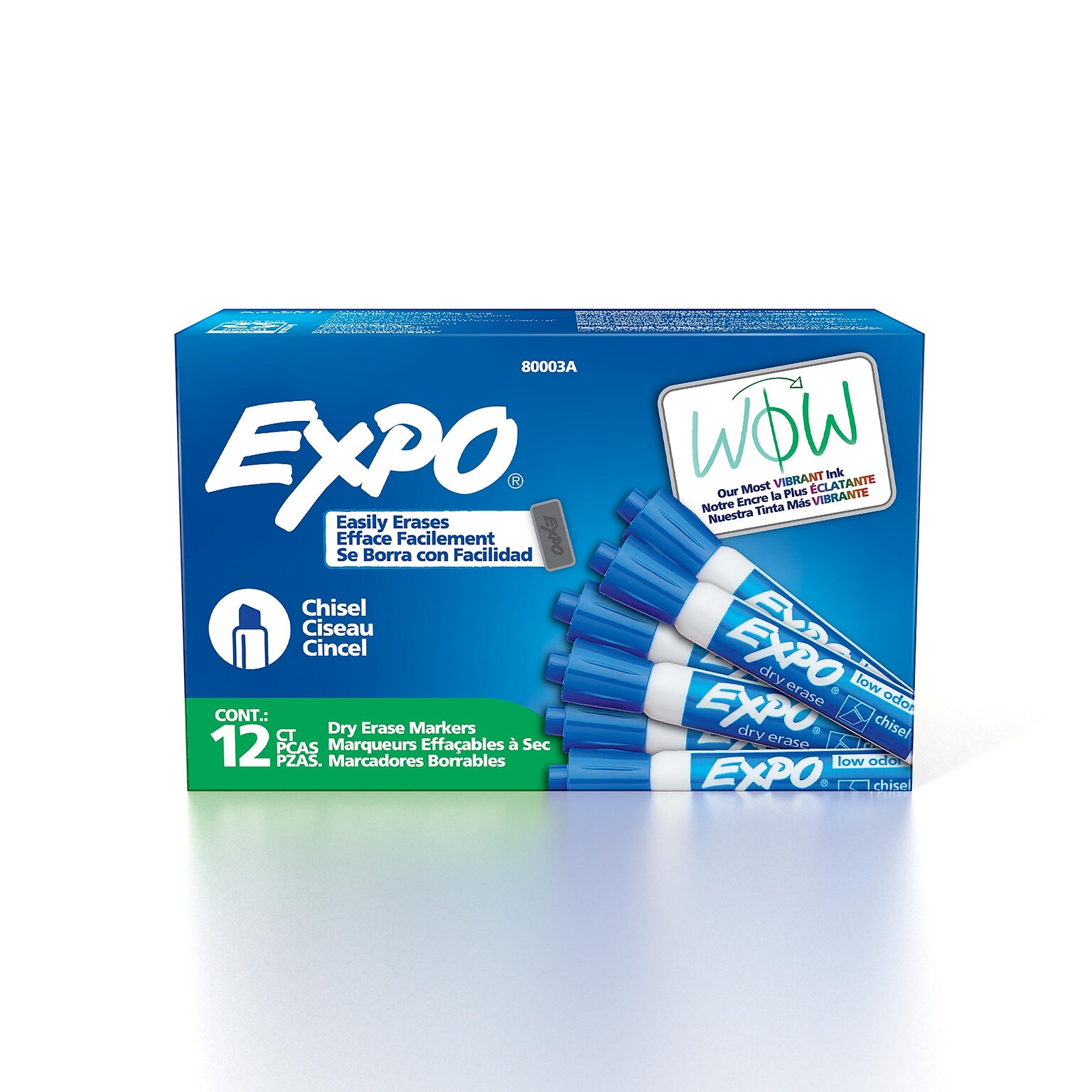 Expo Tank Dry Erase Markers, Chisel Tip, Blue, 12/Pack (80003)
