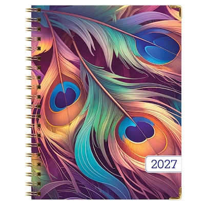 2027 Excello Brands 7.8" x 9" Weekly & Monthly Standard Planner, Paperboard Cover, Pastel Peacock (FSHN-CY27-79-61)