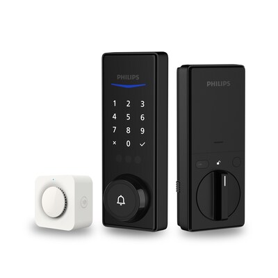 Philips Wi-Fi Smart Deadbolt with Palm Recognition & Lever – Matte Black