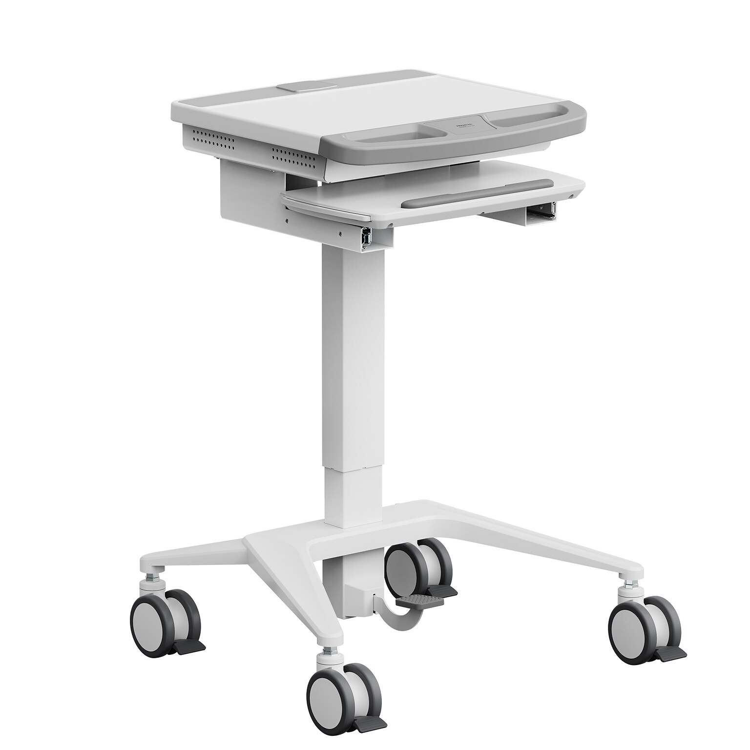 Mount-It! MedHub Mobile Medical Cart Workstation with Locking Caster Wheels, White/Grey (MI-16003)