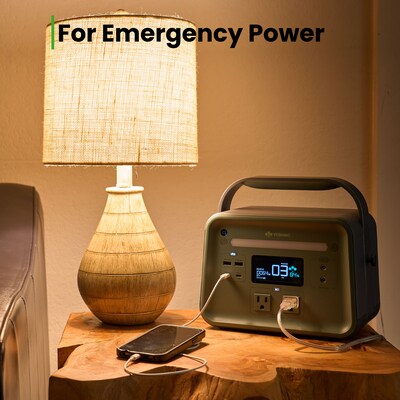 Yoshino B330 SST 8-Port Solid-State Power Station 241Wh, 330W Output/500W Peak Emergency Backup Battery Bank, Pure Sine Wave