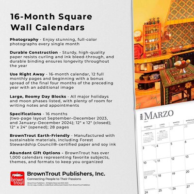 2024 BrownTrout Kitchens of Mexico 12" x 24" Monthly Wall Calendar (9781975462383)