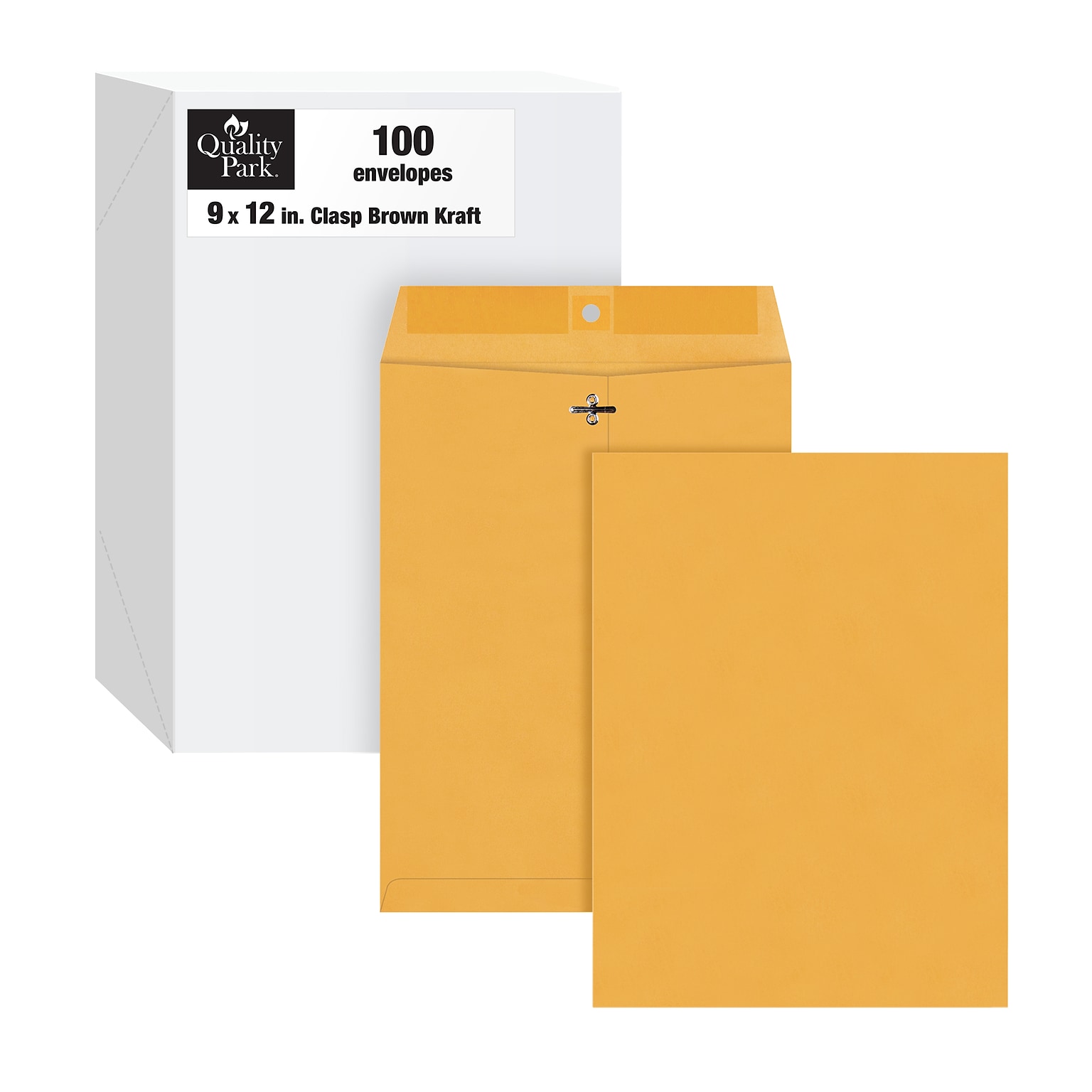 Quality Park Clasp & Moistenable Glue Kraft Catalog Envelopes, 9 x 12, Brown Kraft, 100/Box (QUA37890)