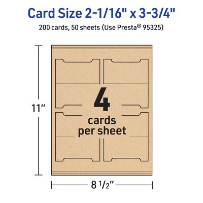 Avery Matte General Use Blank Cards, Kraft Brown, 200/Box (95325)