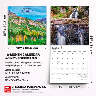 2027 BrownTrout Maine Wild & Scenic 12" x 12" Monthly Wall Calendar (9798330710652)