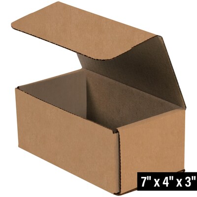 7 x 4 x 3 Corrugated Mailers, 50/Bundle (M743K)