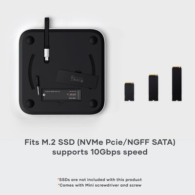 Mac Mini Stand & Hub with NVMe SSD Enclosure - Silver