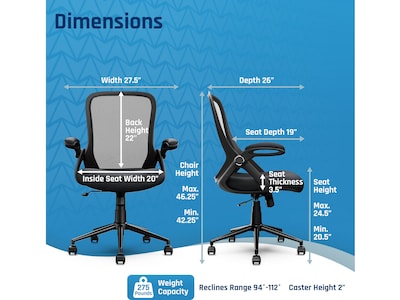 Click365 Ergonomic Fabric/Mesh Swivel Task Chair, Black (CCHR10003A)