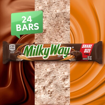 Milky Way Milk Chocolate Sharing Size Candy Bar, 3.63 oz Bar, 24/Box (MMM04401)