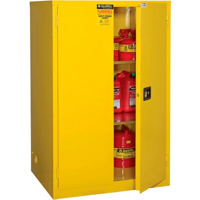 Global Industrial Flammable Cabinet, Manual Close Double Door, 90 Gallon, 43"W x 34"D x 65"H