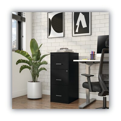 Alera Soho 3 File-Drawer Vertical Standard File Cabinet, Letter Size, Lockable, 34.9"H x 14"W x 18"D, Black (2806770)