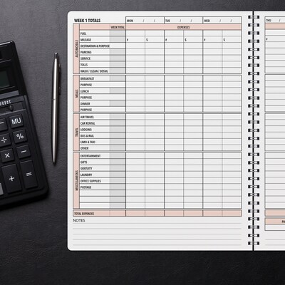 Global Printed Products Business Expense Accounting Journal, 8.5" x 11", Black/Blue, (GPP-0116)