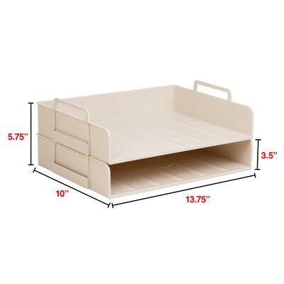 Staples Plastic Side Loading Stackable Letter Tray, Letter Size, Warm White, 2/Pack (ST63887)