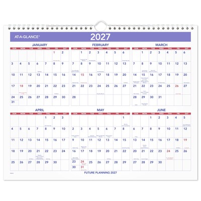 2026 AT-A-GLANCE 15" x 12" Monthly Wall Calendar, White/Purple (PM8-28-26)