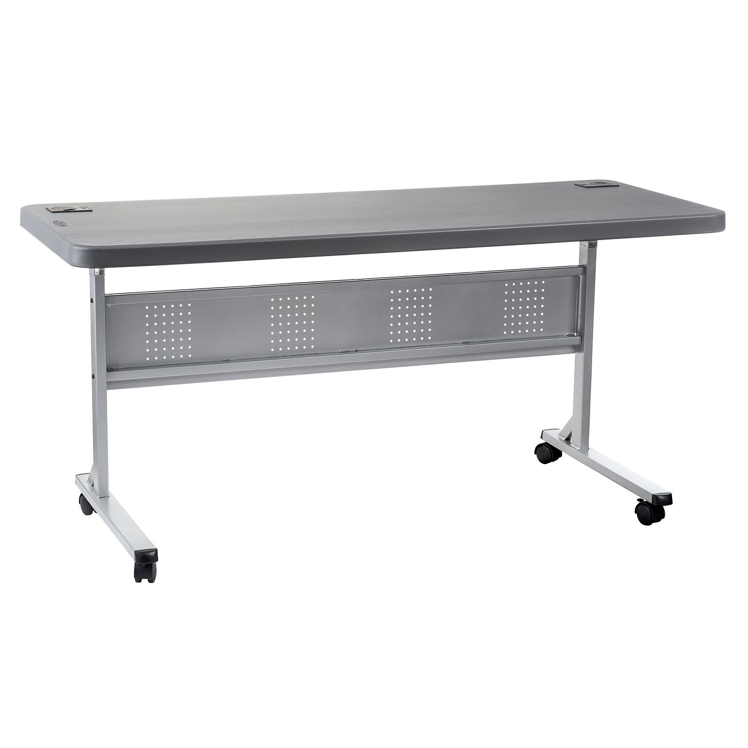 National Public Seating BPFT Series Foldable Rectangular Training Table, 24W x 60D, Plastic, Charcoal (BPFT246020)