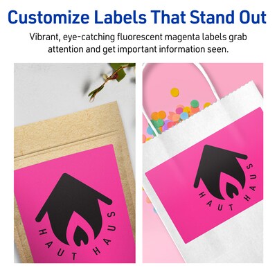Avery Laser/Inkjet Rectangle Multipurpose Labels, 5.5" x 8.5", Neon Magenta, 160/Box (94229)