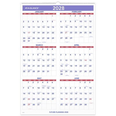 2027 AT-A-GLANCE 20" x 30" Monthly Wall Calendar, White/Purple (PM4-28-27)