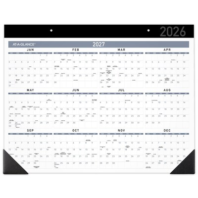 2026 AT-A-GLANCE Contemporary 21.75" x 17" Monthly Desk Pad Calendar, White/Black (SK24X-00-26)