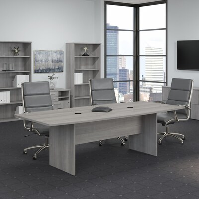 Bush Business Furniture 96W x 42D Boat Shaped Conference Table with Wood Base, Platinum Gray (99TB9642PGK)
