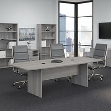 Bush Business Furniture 96W x 42D Boat Shaped Conference Table with Wood Base, Platinum Gray (99TB96