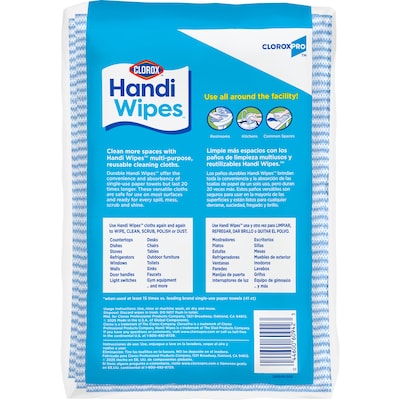 CloroxPro Clorox Handi Wipes Cotton Cleaning Cloths, Blue/White, 72 Cloths/Pack (60942)