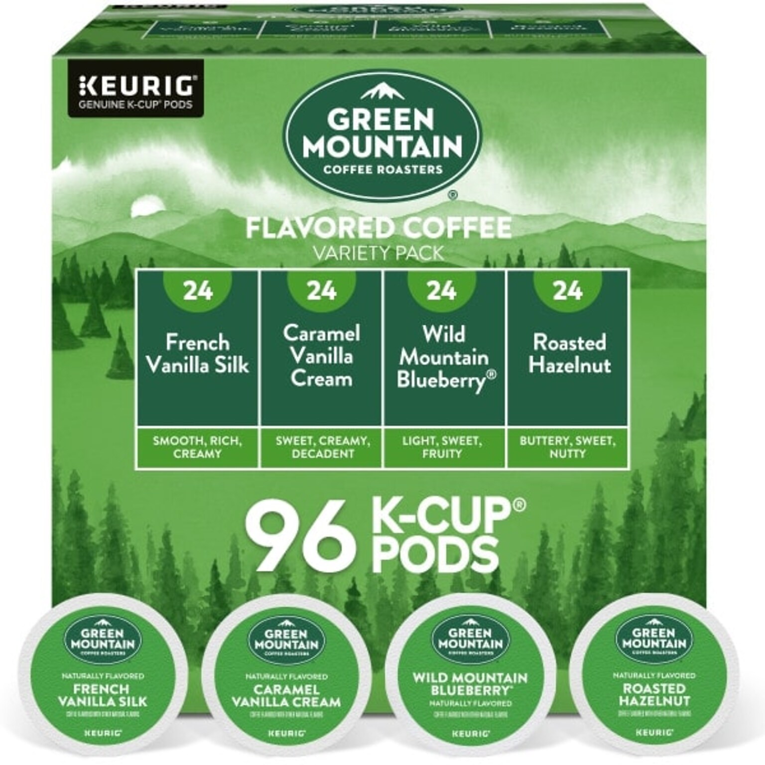 Green Mountain Variety Pack Coffee Keurig® K-Cup® Pods, Light Roast, 96/Carton (GMT6502CT)