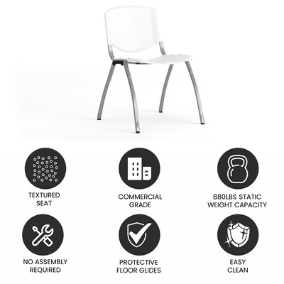 Flash Furniture HERCULES Series Plastic Stack Chair, White (RUTF01AWH)