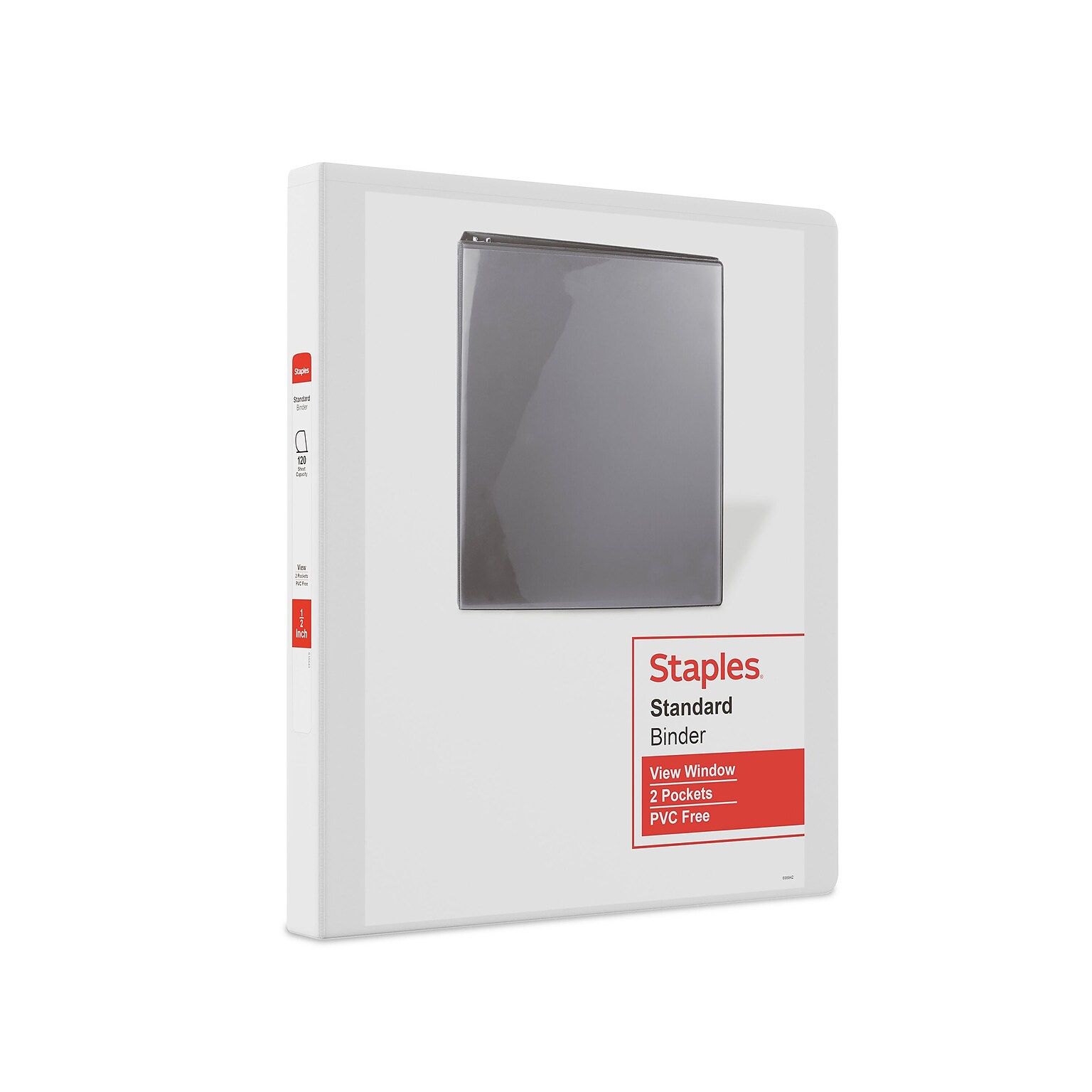 Staples® Standard 1/2 3 Ring View Binder with D-Rings, White (26426-CC)