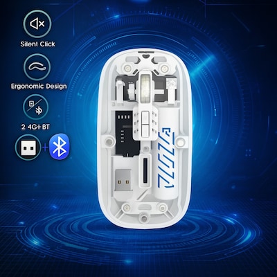 SaharaCase Glacier Wireless Ergonomic Laser Mouse, White (KB58)