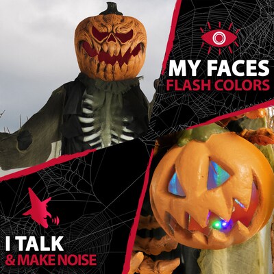 Haunted Hill Farm Life-Size Poseable Pumpkin Man (HHPUMP-2FLS)