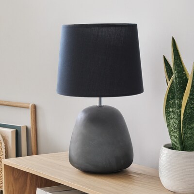 Creekwood Home Concrete 16.93" LED Table Lamp, Black (CWT-1009-BK)