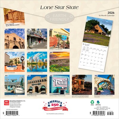 2026 BrownTrout Lone Star State Texas Places 12 x 12 Monthly Wall Calendar (9798330705818)