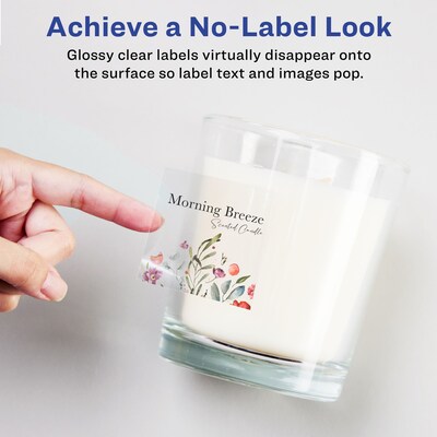 Avery Laser/Inkjet Square Glossy Labels, 1" x 1", Clear, 2400 Labels/Box (94103)