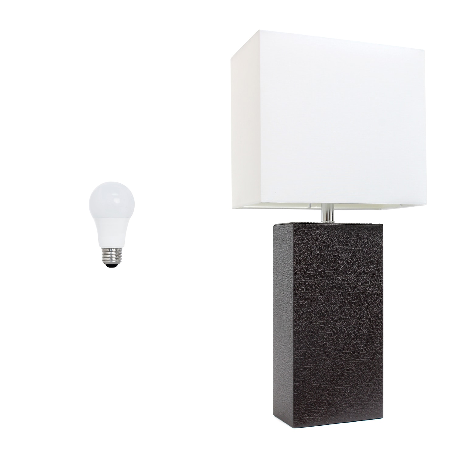 Lalia Home Lexington 21 Modern Bedside Table Lamp, White Fabric Shade, Feit LED Bulb, Espresso Brown (LHT-3008-BW-LB)