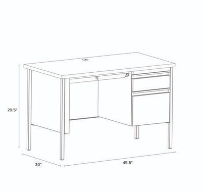 Alera 45W Single Pedestal Desk, Mahogany/Charcoal (ALEHSD4524CM)