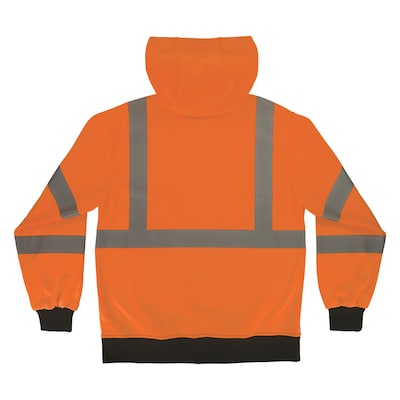 GloWear 8311BK High Visibility Long Sleeve Black Bottom Hooded Sweatshirt, ANSI Type R Class 3, Orange, 5XL (22889)