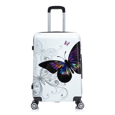 InUSA 24" Hardside Butterfly Suitcase, 4-Wheeled Spinner, TSA Checkpoint Friendly, Butterfly (IUAPC00M-BUT)