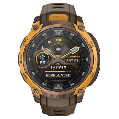 Garmin Instinct Crossover Smartwatch, GPS, 46.6mm, Cocoa Silicone Band (010-03398-01)