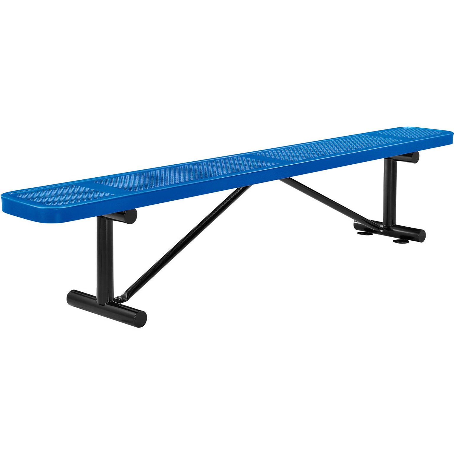 Global Industrial 8 Outdoor Steel Flat Bench, Perforated Metal, Blue (262076BL)