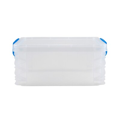 Advantus Super Stacker Snap Lid Storage Box, Clear/Blue (39811)