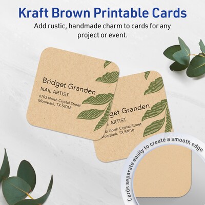 Avery Matte General Use Blank Cards, Kraft Brown, 120/Pack (95292)