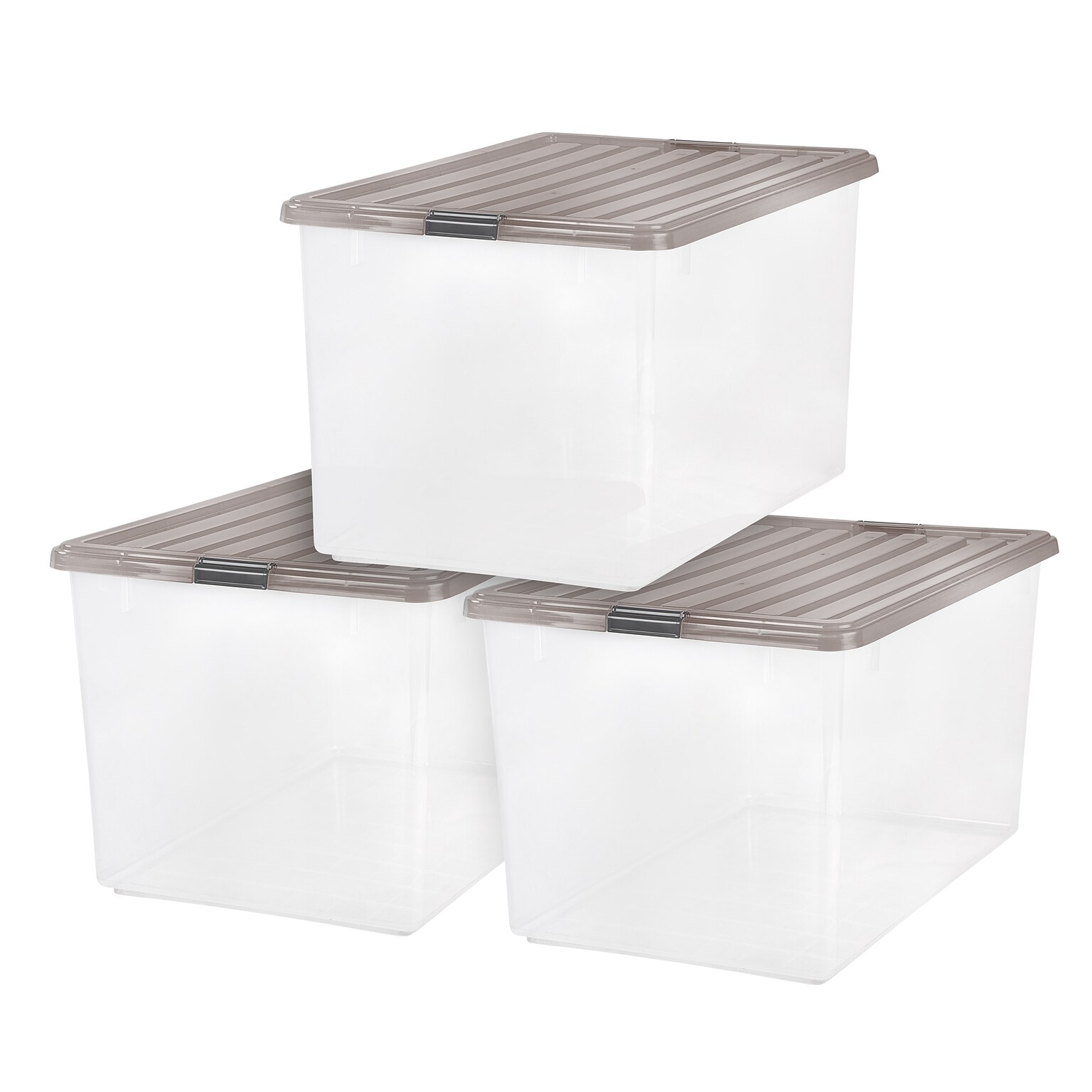 Iris 144 Quart Storage Container with Lid, Plastic, Gray, 3/Pack (500254)