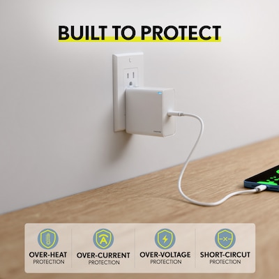 Overtime W49 100W USB-C Fast Wall Charger for Laptops and Phones with GaN 3 Technology, White (OCW49WH)