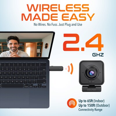 Delton HD 1080p Wireless Webcam, 2.1 Megapixels, Black (DCWC50)