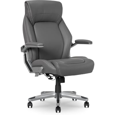 La-Z-Boy Meyer Ergonomic Bonded Leather Swivel Executive Chair, Gray (60082-GRY)